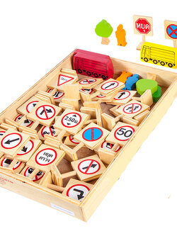 ชุดป้ายเครื่องหมายจราจร (ป้ายบังคับ) , ป้ายจราจร ของเล่นไม้, ของเล่นเสริมพัฒนาการ, ของเล่นเด็กอนุบาล, สื่อการสอนเด็กอนุบาล