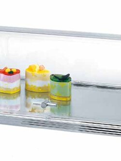 ถาดกระจกขอบสแตนเลสพร้อมฝาครอบสไลด์