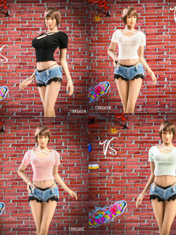 [สั่งจอง] VSTOYS 19XG65 A/B/C/D 1/6 Scale : Summer Denim Shorts Set
