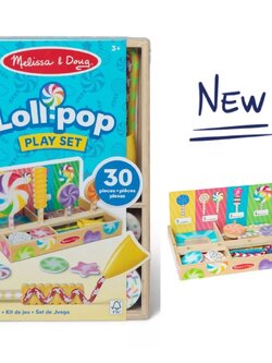 เล่นทำอมยิ้มลอลลี่ป๊อบ Mix & Match ปากกาตกแต่งเชือกบนแผ่นหนึบ Melissa & Doug Lollipop Play Set