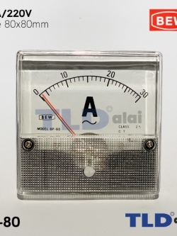 พาแนลมิเตอร์ แบบเข็ม ขนาด 30A ขนาด 80x80 mm. รุ่น BP-80 พร้อมอุปกรณ์ยึด Panel Meter ตัววัดความถี่ไฟฟ้า (Analog Frequency Panel Meter)