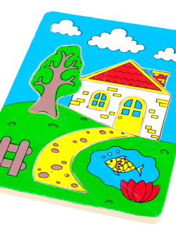 ภาพตัดต่อบ้านเล็ก (7 ชิ้น) จิ๊กซอบ้าน , ของเล่นไม้, ของเล่นเสริมพัฒนาการ, ของเล่นเด็กอนุบาล