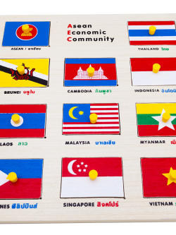 ภาพตัดต่อ ธงอาเซียน กระดานหมุดธงอาเซียน , ของเล่นไม้, ของเล่นเสริมพัฒนาการ, ของเล่นเด็กอนุบาล, สื่อการสอนเด็กอนุบาล