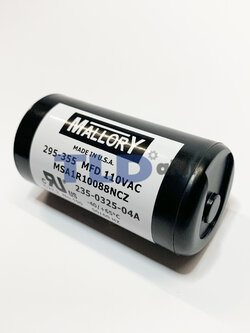 คาปาซิเตอร์สตาร์ท 295-355uf 110v ใช้กับ ปั๊มน้ำบาดาล, ปั๊มซัมเมอร์ส(ซัมเมิส), Franklin , คาปาซิเตอร์, START CAPACITOR ยี่ห้อ Mallory