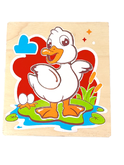 ของเล่น, ของเล่นเด็ก, จิ๊กซอว์, ตัวต่อ, ภาพตัดต่อเป็ด (6 ชิ้น) , ของเล่นไม้, ของเล่นเสริมพัฒนาการ, ของเล่นเด็กอนุบาล