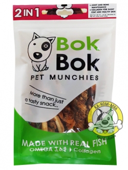 กระดูกปลาฉลามห่อเนื้อปลา (2in1) 150 กรัม ยี่ห้อ Bok Bok Pet Munchies