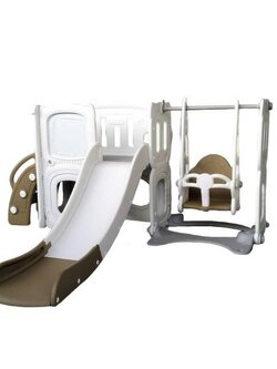 สไลเดอร์ ชิงช้า สีขาวนํ้าตาล 2in1 ,ของเล่นเด็ก,เครื่องเล่นสนาม, สินค้าพร้อมส่ง