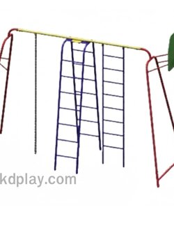 บาร์ปีนป่าย+แป้นบาส เครื่องเล่นสนาม กลางแจ้ง เหล็ก, สนามเด็กเล่น ,OutdoorPlayground, เครื่องเล่น สพฐ. โรงเรียน ศูนย์เด็กเล็ก ขนาด 150 x 300 x 200 ซม.