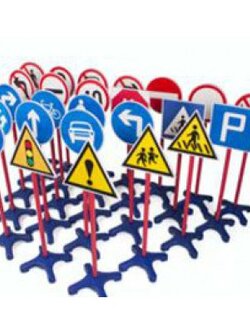 เสาสัญญาณจราจร 12 ชิ้น PO , ป้ายสัญญาณจราจร , ของเล่นเสริมพัฒนาการ, ของเล่นเด็กอนุบาล, สื่อการสอนเด็กอนุบาล วัสดุและสี