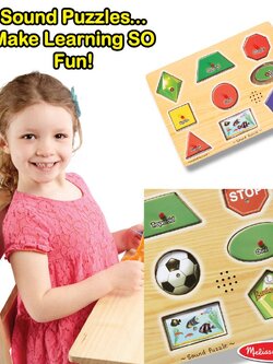 ของเล่นอเมริกา,พัซเซิลมีเสียง, รุ่นรูปร่าง, ส่งเสริมการเรียนรู้ทางสายตาและหูให้สอดคล้องกัน, (แทน 0728), Sound Puzzles Shapes,ของเล่นเสริมพัฒนาการ
