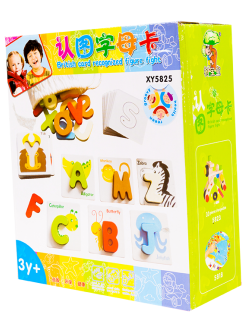 ของเล่น, ของเล่นเด็ก, จิ๊กซอว์, ตัวต่อ, เกมจับคู่ AB - ภาพคำศัพท์สัตว์, ของเล่นไม้, ของเล่นเสริมพัฒนาการ