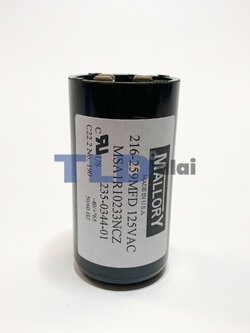 คาปาซิเตอร์สตาร์ท 216-259uf 125v ใช้กับ ปั๊มน้ำบาดาล, ปั๊มซัมเมอร์ส(ซัมเมิส), Franklin , คาปาซิเตอร์, START CAPACITOR ยี่ห้อ Mallory
