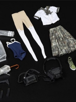 [สั่งจอง][Costume] ชุดนักเรียนสาวลายพราง +ชุดกันฝน + ชุดว่ายน้ำ รวบมาในเซ็ตเดียว (ไม่รวมหัวและบอดี้) ARMSHEAD JK-03 1/6 girl set 3.0