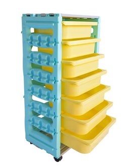 ชุดตู้วางของ 7 ชั้น พร้อมถาดในชุด (แบบเคลื่อนที่),ถาดเก็บอุปกรณ์,ชั้นวางของพลาสติก เฟอร์นิเจอร์เด็ก, พร้อมส่ง
