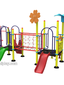 ชุดหอสะพานเชือกสไลด์ 70, เครื่องเล่นสนามกลางแจ้ง , เครื่องเล่นสนามแบบเหล็ก,ปีนป่าย,สไลเดอร์, OutdoorPlayground, ราคาโรงงาน สินค้าสั่งผลิต 10-20 วัน ขนาด 300x490x250 ซม.