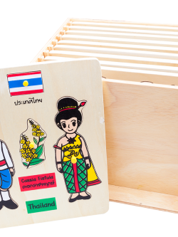 ภาพตัดต่อ สัญลักษณ์การแต่งกายอาเซียน (10 แผ่น) พร้อมตู้ , ของเล่นไม้, ของเล่นเสริมพัฒนาการ, ของเล่นเด็กอนุบาล, สื่อการสอนเด็กอนุบาล