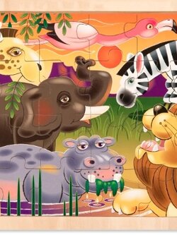 จิ๊กซอ 24 ชิ้น รุ่นป่าอาฟริกา ส่งเสริมให้รู้จักคิดและมีสมาธิ Wooden Jigsaw 24 pc Puzzle - Africa รุ่น Melissa&Doug, ของเล่นเสริมพัฒนาการ, ของเล่น