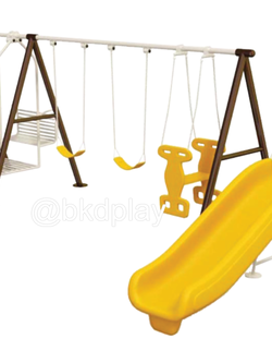 ชิงช้าผสม+สไลเดอร์ 80 เครื่อเล่นสนามเหล็ก เครื่องเล่นสนามกลางแจ้ง ของเล่นสั่งผลิต 10-20 วัน ขนาด 150 x 550 x 200 ซม.