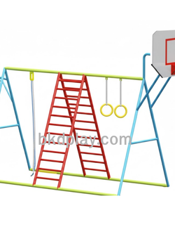 เครื่องเล่นสนามกลางแจ้ง เครื่องเล่นสนามเหล็ก ชุดปีนป่ายและแป้นบาส OutdoorPlayground,ผลิตเครื่องเล่นสนาม,เครื่องเล่นในสนามเด็กเล่น,เครื่องเล่นงบสพฐ.,ประชารัฐ, ราคาโรงงาน