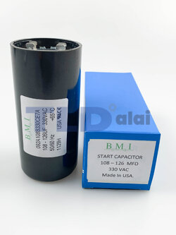 คาปาซิเตอร์สตาร์ท 108-126uf 330v ใช้กับ ปั๊มน้ำบาดาล, ปั๊มซัมเมอร์ส(ซัมเมิส), Franklin , คาปาซิเตอร์, START CAPACITOR ยี่ห้อ BMI