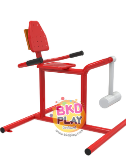 เครื่องออกกำลังกายกลางแจ้งผู้ใหญ่,บริหารขา-ข้อเข่า (แบบถีบลูกน้ำหนัก) ,ลานกีฬาอเนกประสงค์, เทศบาล,หมู่บ้าน,ผลิตในไทย, สั่งทำตามสีที่ต้องการได้ ขนาด 60 x 100 x80 ซม.