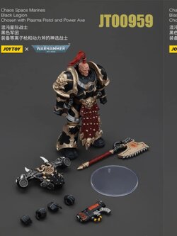 [พร้อมส่ง]Joy toy 1/18 : Chaos Space Marines Black Legion Chosen- JT00959 : with Plasma Pistol and Power Axe