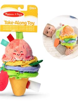 ของเล่นผ้า มีเสียง รุ่นไอศรีมยิ้ม ใหญ่ นิ่ม หลากพื้นผิว เขย่ามีเสียง Melissa & Doug Ice Cream Take-Along Toy