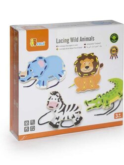 ชุดสัตว์ป่า 3 มิติ ฝึกร้อยเชือก จำนวน 4 ชิ้น ฝึกการบังคับมือ และส่งเสริมสมาธิ ของเล่นเสริมพัฒนาการ, ของเล่น