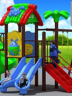 เครื่องเล่นสนามกลางแจ้ง ในร่ม, ชุด บ้านน้อยกลางป่า ,กระดานลื่น, ของเล่น,ครุภัณฑ์สนามเด็กเล่น, สพฐ,โครงการโรงเรียนประชารัฐ playground,สไลเดอร์,ของเล่นเสริมพัฒนาการ,เครื่องเล่นสนาม, สนามเด็กเล่น