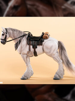 [พร้อมส่ง] Fish toys (D20 Studio) -- wasteland series basic horse ม้า --- แบบ A (มีขนพู่ขา) white model ขาว HY-012