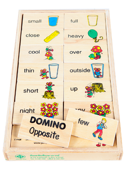 โดมิโนภาพกับคำอ่านภาษาอังกฤษชุดคำตรงกันข้าม , ของเล่นไม้, ของเล่นเสริมพัฒนาการ, ของเล่นเด็กอนุบาล, สื่อการสอนเด็กอนุบาล