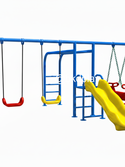 ชิงช้าผสม+บาร์โหน+สไลเดอร์ เครื่องเล่นสนามเหล็ก ,ชิงช้า,สไลเดอร์, เครื่องเล่นสนามกลางแจ้ง ของเล่นเด็ก,เครื่องเล่นโรงเรียน,งานสั่งผลิต 10-20 วัน ขนาด 320 x 430 x 200 ซม.