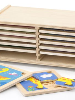 ชุดรูปภาพจิ๊กซอว์ปริศนาไม้ 12 ชิ้น พร้อมชั้นจัดเก็บเป็นระเบียบ 12 ชั้น, ของเล่น, ของเล่นเด็ก, จิ๊กซอว์, ตัวต่อ, สอนอ่าน , ของเล่นเสริมพัฒนาการ