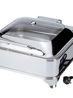 อ่างอุ่นอาหารแบบเหลี่ยม ฝากระจกใส พร้อมแผ่นไฟฟ้าทำความร้อน