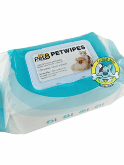 Pet8 ผ้าเปียกทำความสะอาดสัตว์เลี้ยง ผ้าเปียกสุนัข 100แผ่น