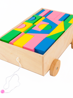 รถลากบล็อก บล็อคไม้ 105 ชิ้น (ทำสี) , ของเล่นไม้, ของเล่นเสริมพัฒนาการ, ของเล่นเด็กอนุบาล, สื่อการสอนเด็กอนุบาล