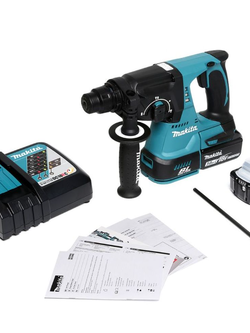 MAKITA สว่านโรตารี่ไร้สาย 18 โวลต์ ขนาด 24 มม. (15/16 นิ้ว) รุ่น DHR242RFE ขนาดหัวจับดอกสว่าน 1/2 นิ้ว ใช้กับดอกสว่าน SDS PLUS รวมแบตเตอรี่-แท่นชาร์จ (มากีต้า)