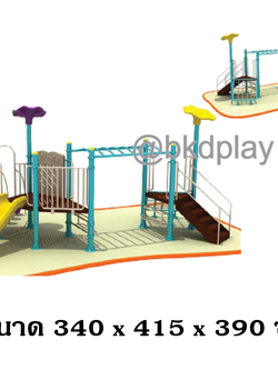 เครื่องเล่นสนามกลางแจ้ง ชุดเครื่องเล่นเด็ก BA-25 มี 1 รางสไลเดอร์ มีบาร์โหน 1 ชุดและปีนป่ายเชือก1ชุด,ครุภัณฑ์สนามเด็กเล่น,งบสพฐ,outdoor Playground,ผลิตในไทย