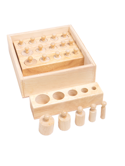 ไซลินเดอร์บล็อคมีจุก (mini) ,ของเล่นไม้, ของเล่นเสริมพัฒนาการ, ของเล่นเด็ก, สื่อการสอน,มอนเตสซอรี่ ,montessori, สื่อการสอนประถม