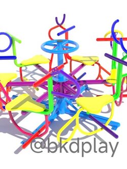 เครื่องเล่นสนาม กลางแจ้ง เหล็ก,ม้าหมุน 6 ที่ ปรับโครงสร้างตาม มอก. Outdoor Playground, ราคาโรงงาน สินค้าสั่งผลิต 10-20 วัน