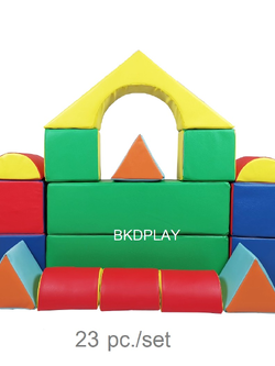 เบาะนุ่มนิ่ม รูปทรงเรขาคณิตนุ่มนิ่ม 23ชิ้น ตัวต่อบล็อค softplay ของเล่นในร่ม Kids Zone
