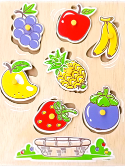 ภาพตัดต่อผลไม้(7ชิ้น), ของเล่นไม้, มี มอก.ของเล่นเสริมพัฒนาการ, ของเล่นเด็กอนุบาล พร้อมส่งในไทย