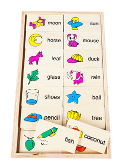 โดมิโนภาพกับคำอ่านภาษาอังกฤษชุดคำศัพท์ทั่วไป , ของเล่นไม้, ของเล่นเสริมพัฒนาการ, ของเล่นเด็กอนุบาล, สื่อการสอนเด็กอนุบาล