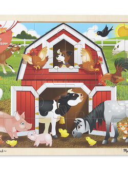 Wooden Jigsaw Puzzle Barnyard 24pc จิ๊กซอไม้ 24 ชิ้น รุ่นฟาร์ม ส่งเสริมให้รู้จักคิด และการมีสมาธิ, Melissa & Doug