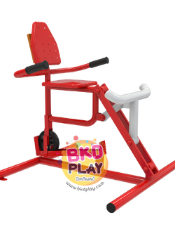 เครื่องออกกำลังกายกลางแจ้งผู้ใหญ่,บริหารขา-ลดหน้าท้อง (แบบถีบล้อยาง), ลานกีฬาอเนกประสงค์ ,สวนสาธารณะ ,เทศบาล ,หมู่บ้าน ,ผลิตในไทย ,สั่งทำตามสีที่ต้องการได้ ขนาด 60x100x100 ซม.