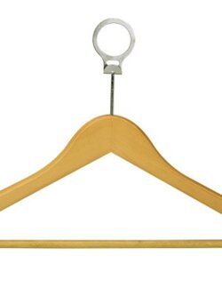 ไม้แขวนเสื้อแบบห่วงมีแถบกันลื่น สีบีช / สีเชอรี่ / สีโอ๊ค (Security hook wooden hanger with anti-slip)