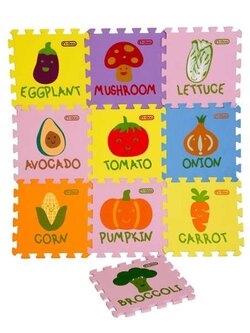 ชุดอีวีเอปูพื้นเสริมพัฒนาการลายผักเพื่อสุขภาพ แผ่นโฟมปูพื้นกันกระแทก EVA , โฟมกันกระแทก, จิ๊กซอ ,แผ่นรองคลาน,โฟมปูพื้น,จิ๊กซอว์ปูพื้น, พร้อมส่ง ราคาโรงงาน