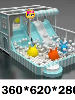 บ้านบอลเด็ก ชุดบ้านพาสเทล3สไลด์ บ่อบอลนุ่มนิ่ม เครื่องเล่นสนามในร่ม indoor Playground รับผลิตบ้านบอลตามสีธีม