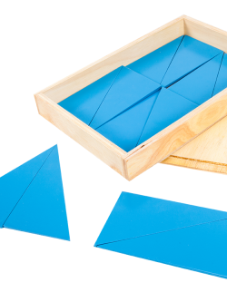 กล่องสามเหลี่ยมสีฟ้า, ของเล่นไม้, ของเล่นเสริมพัฒนาการม,มอนเตสซอรี่ ,montessori, สื่อการสอนประถม