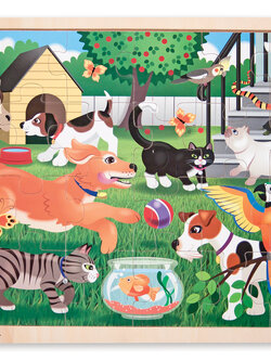 ชุดจิ๊กซอไม้ รุ่นสัตว์เลี้ยง 24ชิ้น ส่งเสริมการเล่นแบบมีสมาธิ Wooden Jigsaw Puzzle Pets 24pc Melissa&Doug, ของเล่นเสริมพัฒนาการ, ของเล่น